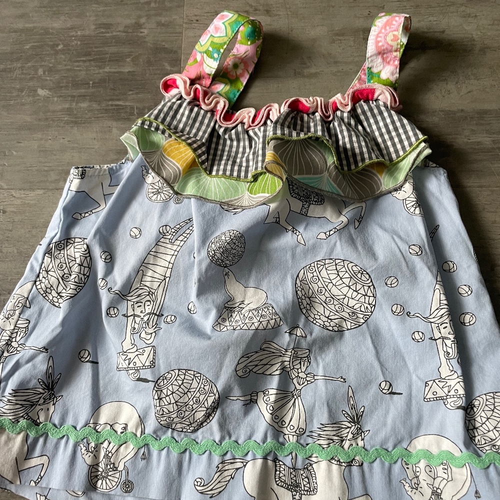 Blue, colorful, ruffle, Matilda, Jane, dress size2